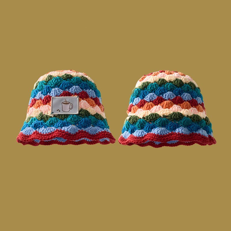 Bunte Vintage Strickmütze Zweitbild