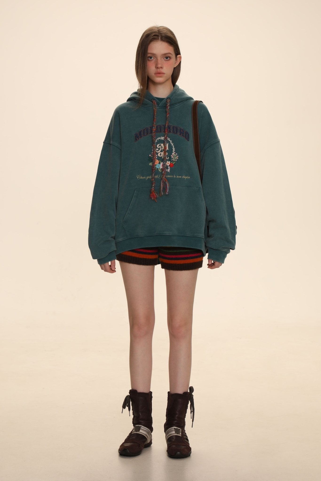 Colorful Yarn Rope Floral Emblem Embroidered Hoodie - COPPING THREADS - MOROMORO