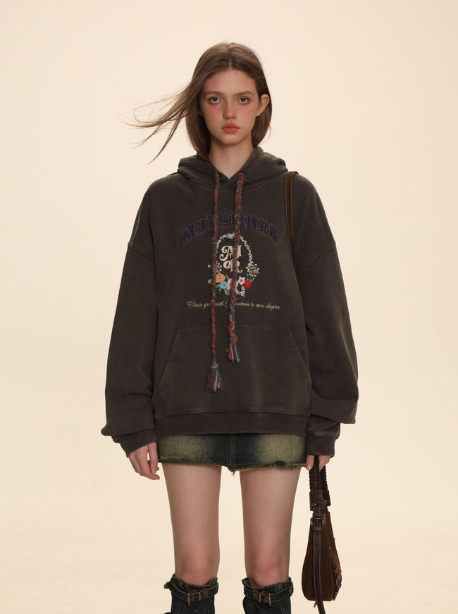 Colorful Yarn Rope Floral Emblem Embroidered Hoodie - COPPING THREADS - MOROMORO Hover Image