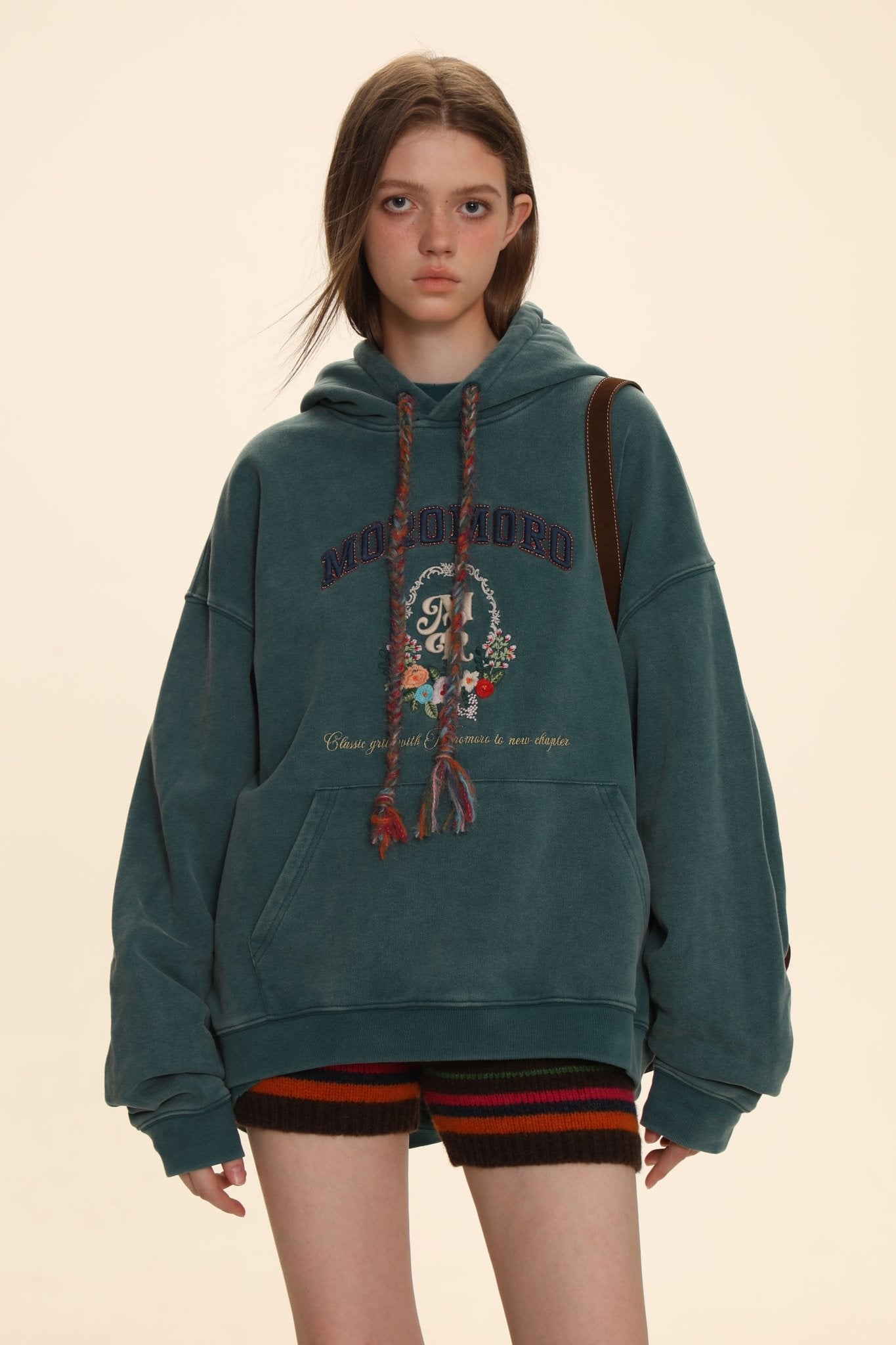 Colorful Yarn Rope Floral Emblem Embroidered Hoodie - COPPING THREADS - MOROMORO