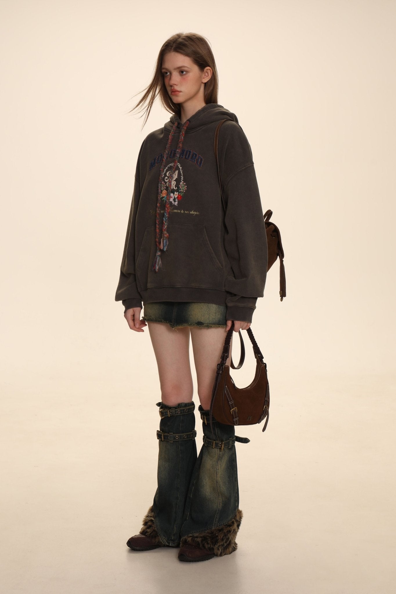 Colorful Yarn Rope Floral Emblem Embroidered Hoodie - COPPING THREADS - MOROMORO