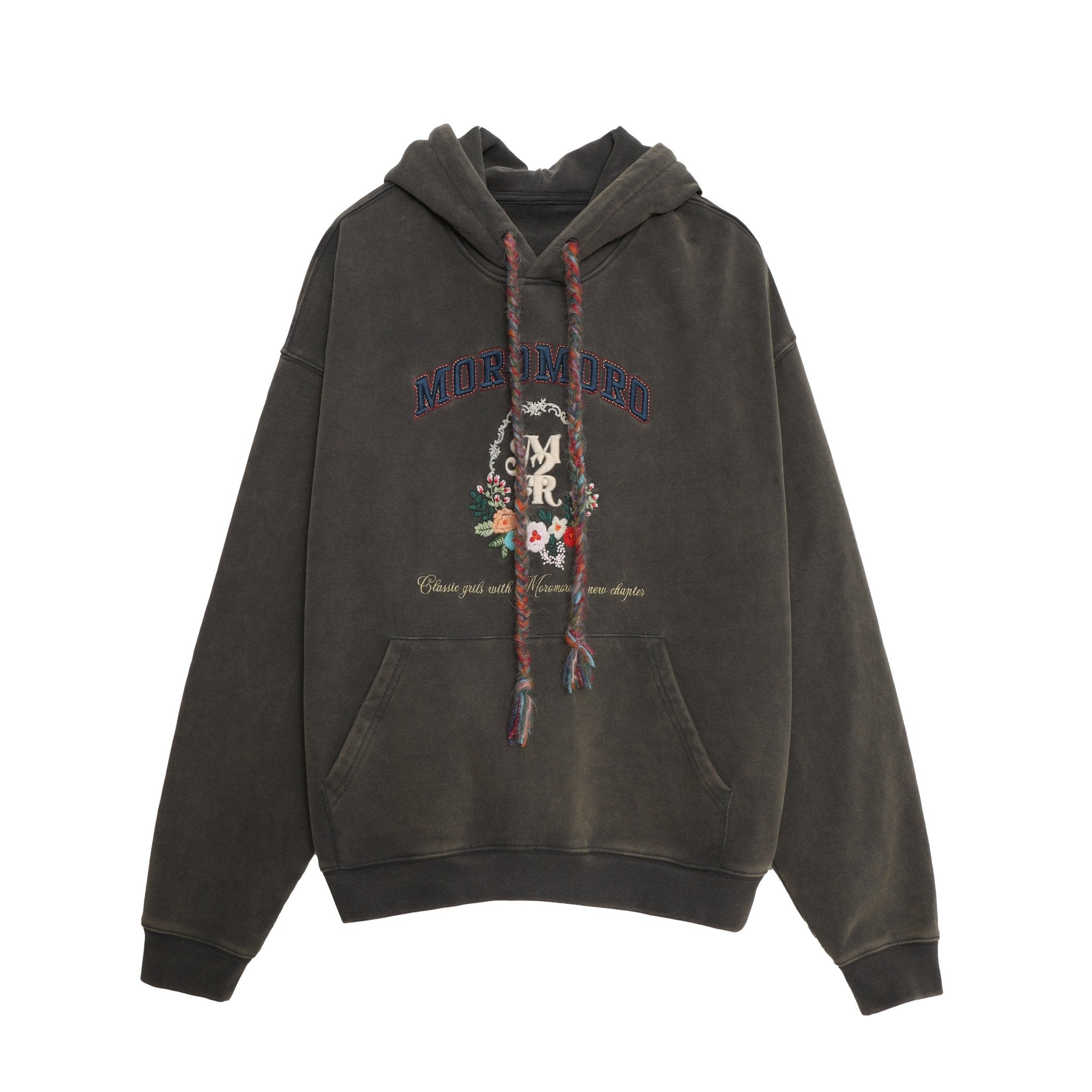 Colorful Yarn Rope Floral Emblem Embroidered Hoodie - COPPING THREADS - MOROMORO