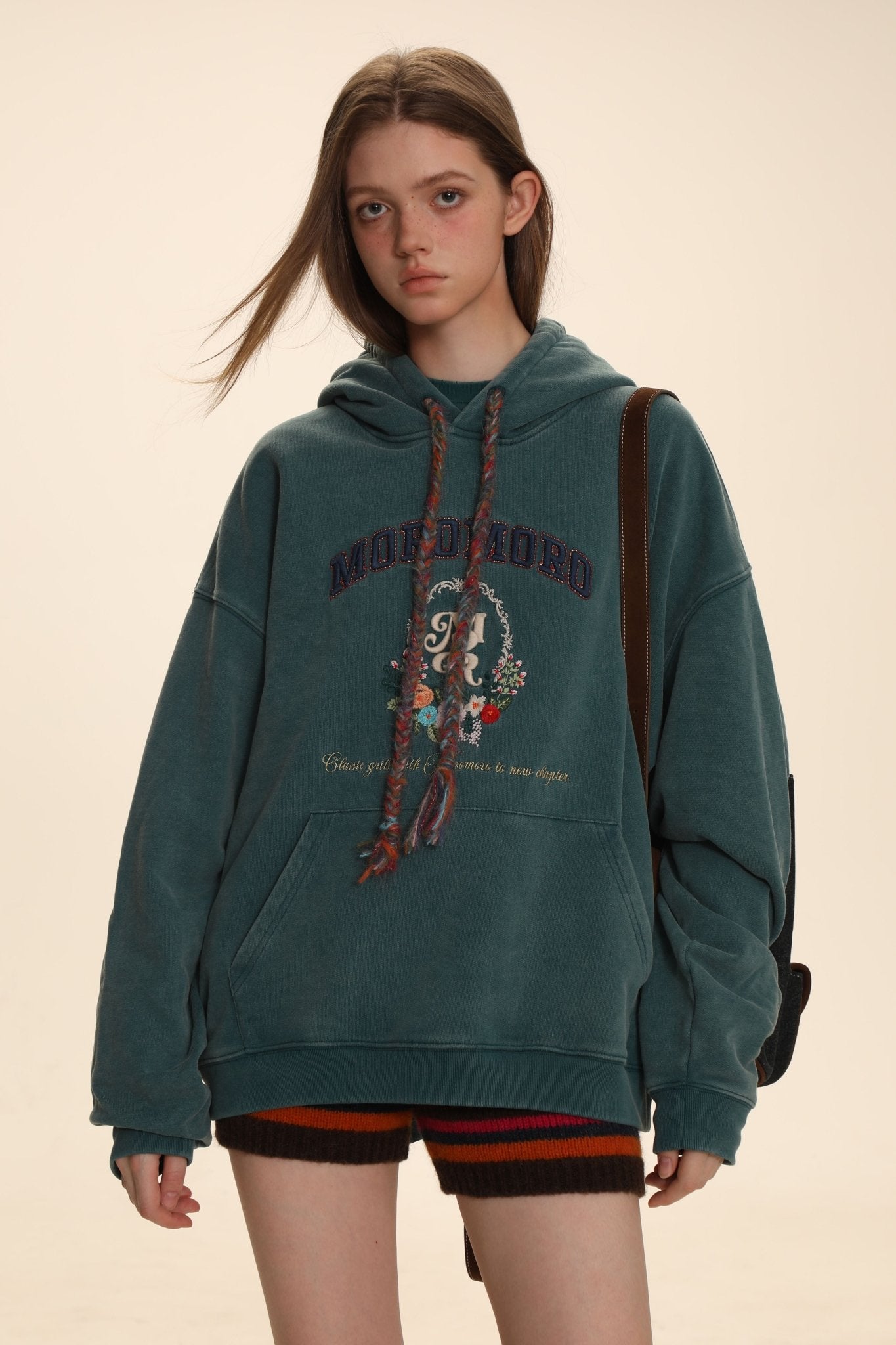 Colorful Yarn Rope Floral Emblem Embroidered Hoodie - COPPING THREADS - MOROMORO