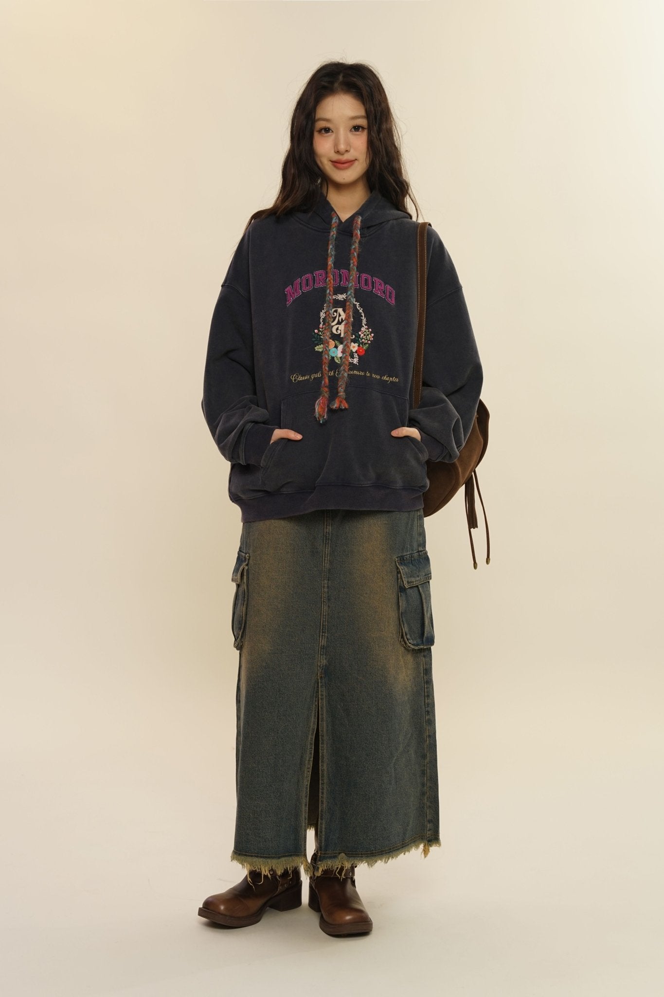 Colorful Yarn Rope Floral Emblem Embroidered Hoodie - COPPING THREADS - MOROMORO