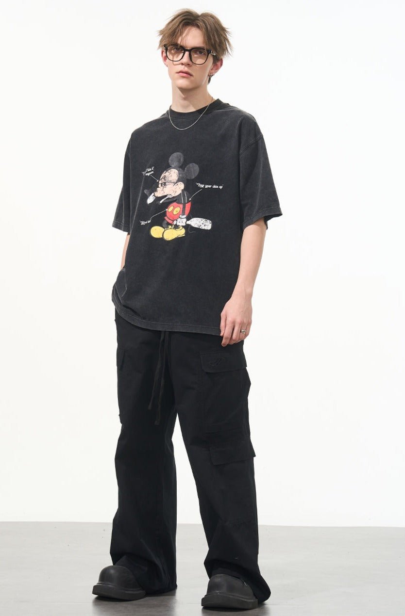 Comic Mickey Distressed Washed Tee - COPPING THREADS - Harsh and Cruel
