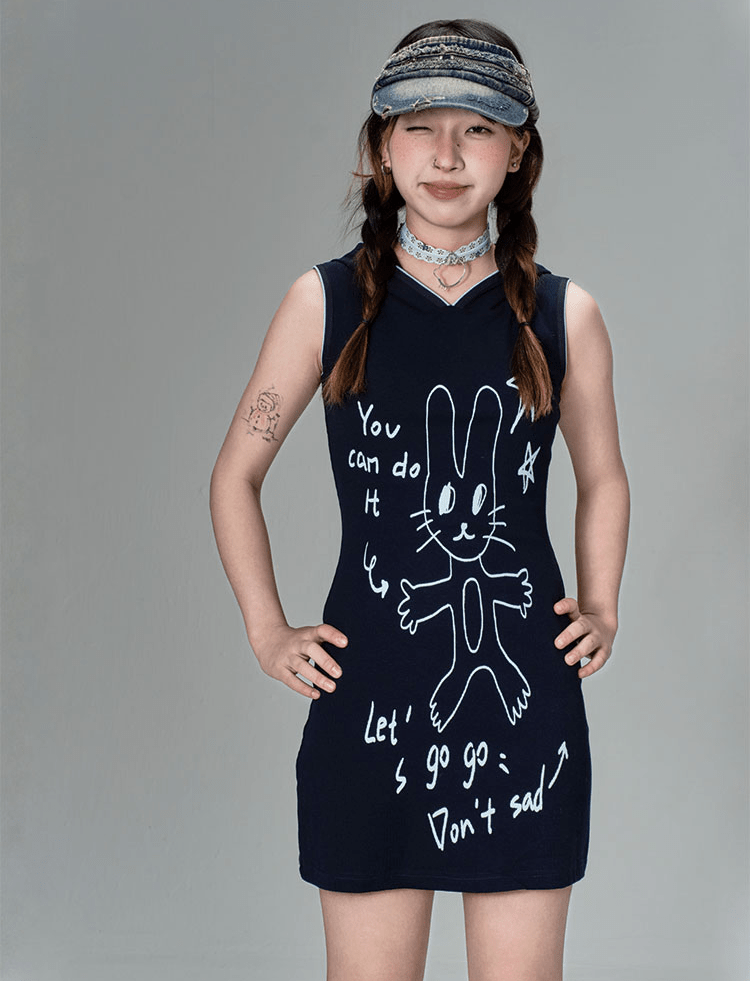 Confident Rabbit Sleeveless Mini Dress - COPPING THREADS - CT Coquette