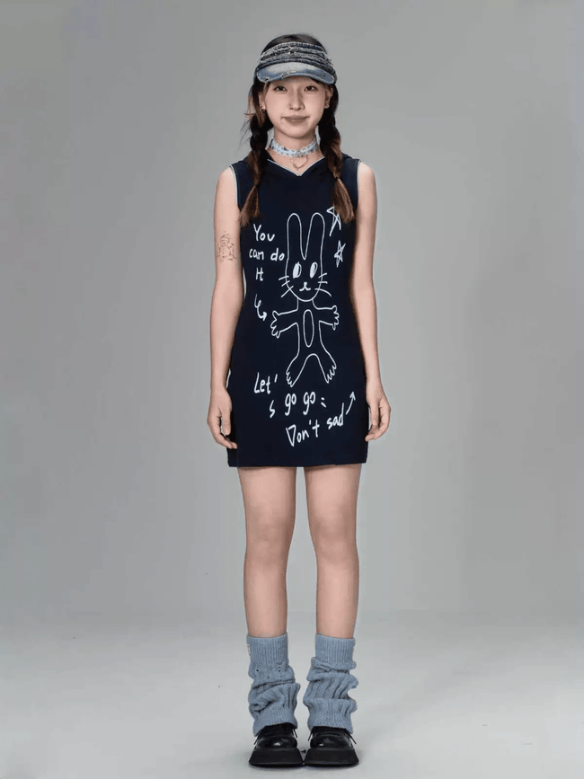 Confident Rabbit Sleeveless Mini Dress - COPPING THREADS - CT Coquette Hover Image