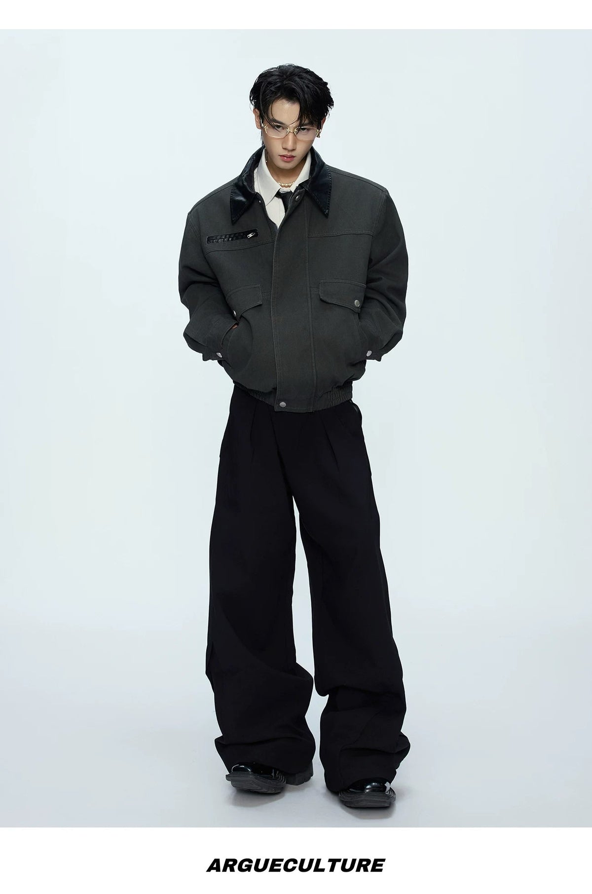 Contrast-Collar Utility-Pocket Jacket - COPPING THREADS - Argue Culture