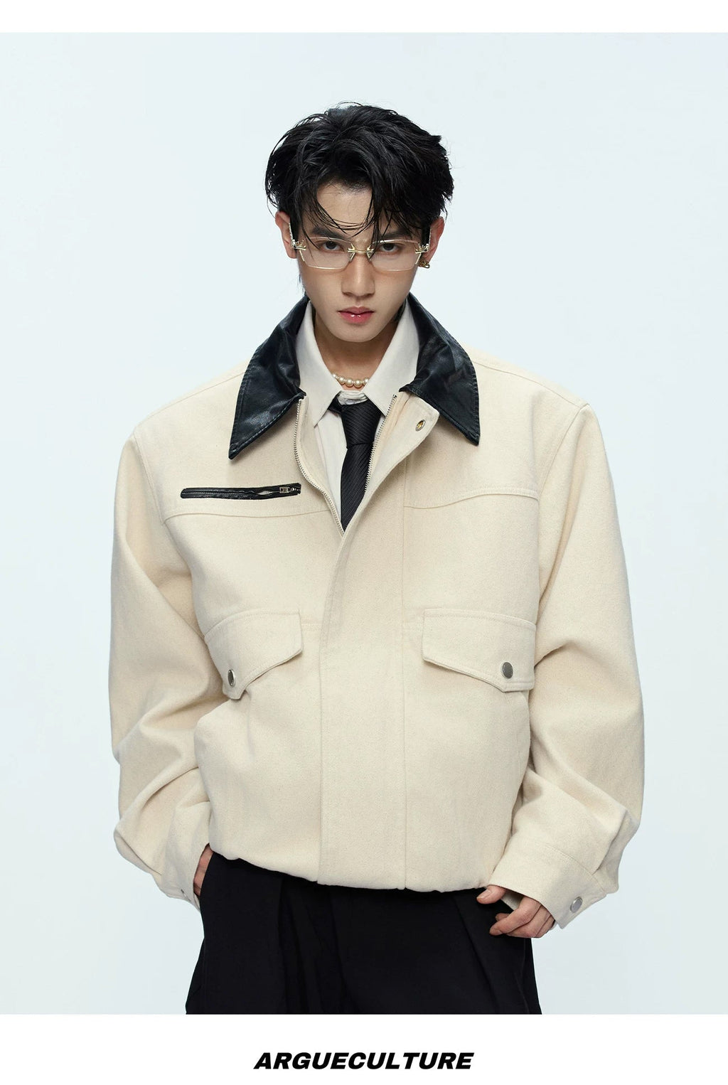 Contrast-Collar Utility-Pocket Jacket - COPPING THREADS - Argue Culture