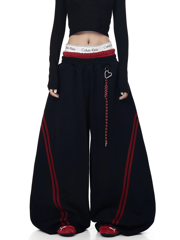 Contrast Double Waistband Stripe Panel Sweatpants - COPPING THREADS - CT Select