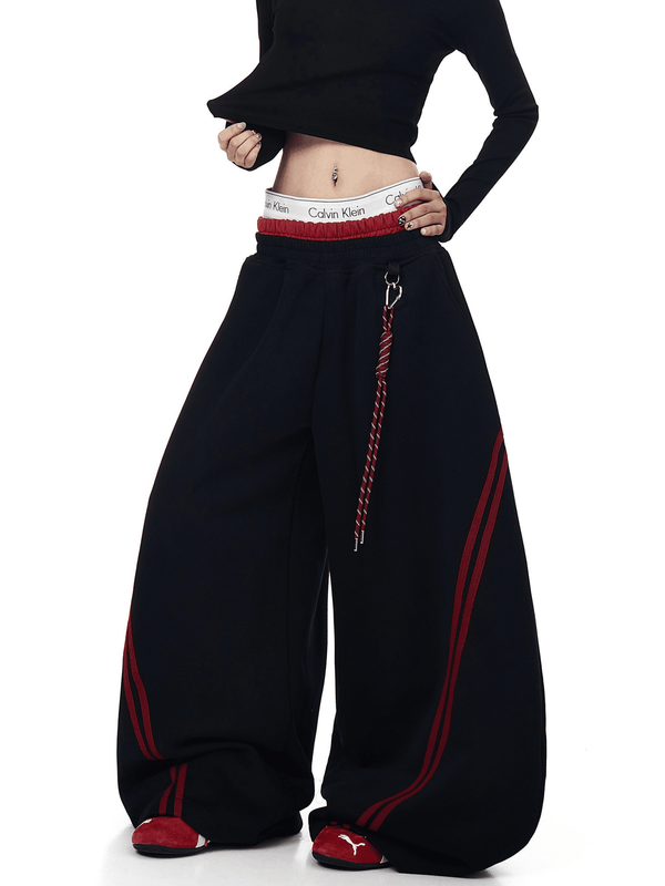 Contrast Double Waistband Stripe Panel Sweatpants - COPPING THREADS - CT Select