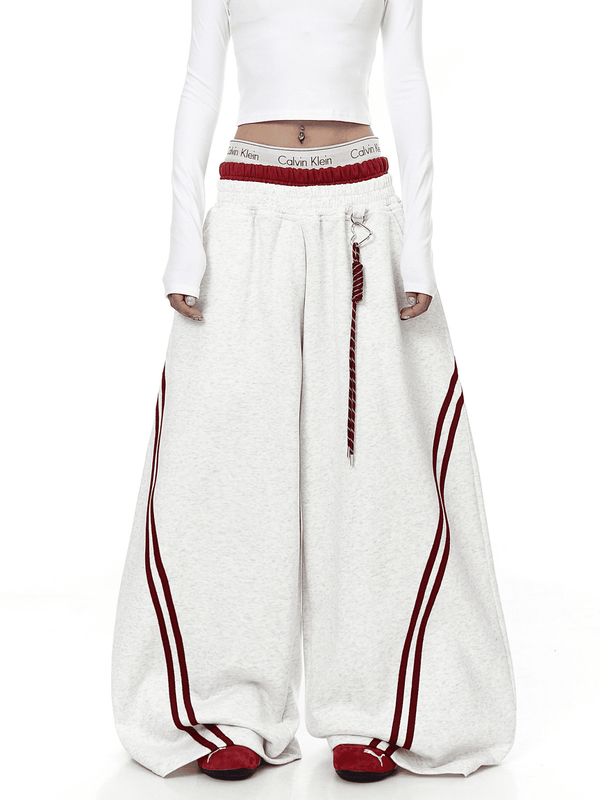 Contrast Double Waistband Stripe Panel Sweatpants - COPPING THREADS - CT Select