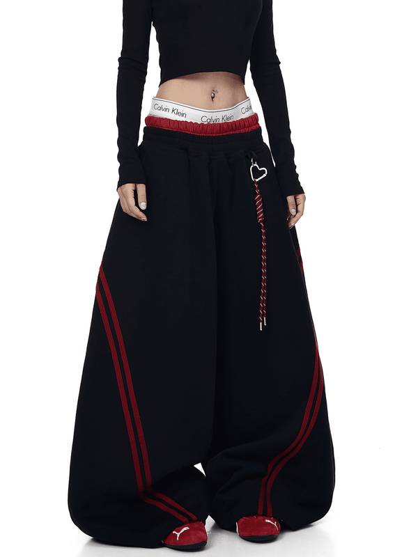 Contrast Double Waistband Stripe Panel Sweatpants - COPPING THREADS - CT Select