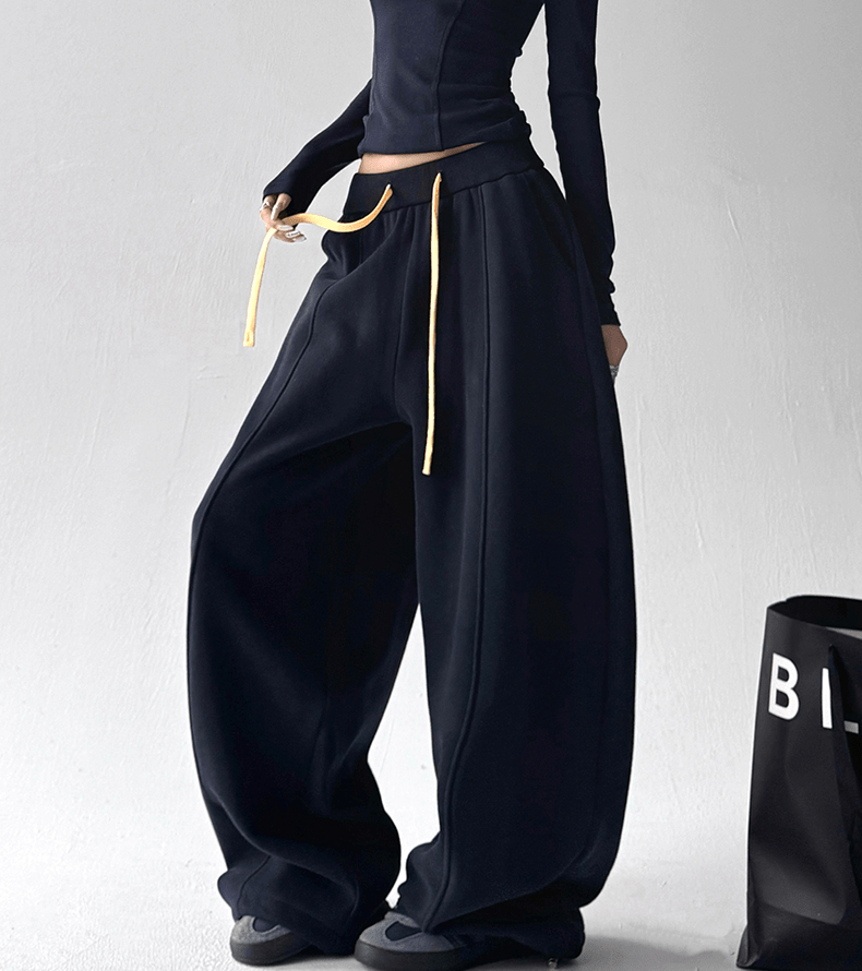 Contrast Drawstring Fleece Wide - Leg Sweatpants - COPPING THREADS - CT Select