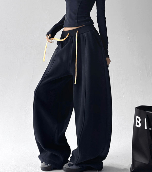 Contrast Drawstring Fleece Wide - Leg Sweatpants - COPPING THREADS - CT Select