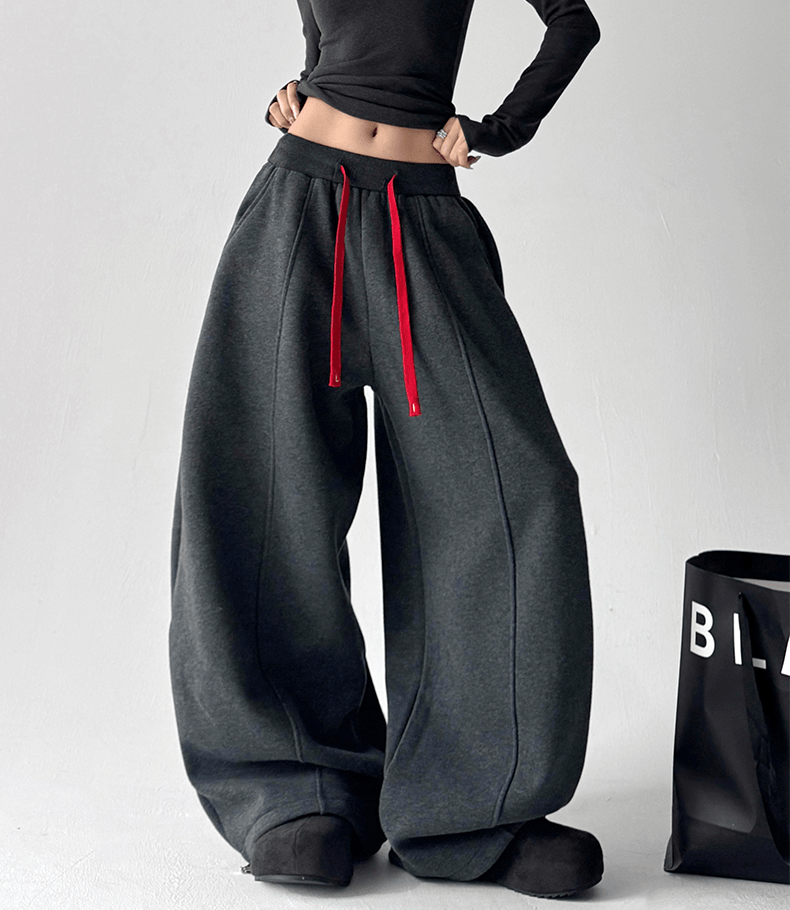 Contrast Drawstring Fleece Wide - Leg Sweatpants - COPPING THREADS - CT Select