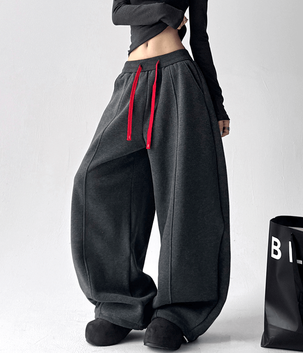 Contrast Drawstring Fleece Wide - Leg Sweatpants - COPPING THREADS - CT Select