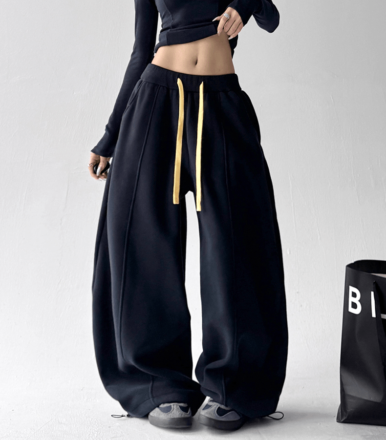 Contrast Drawstring Fleece Wide - Leg Sweatpants - COPPING THREADS - CT Select
