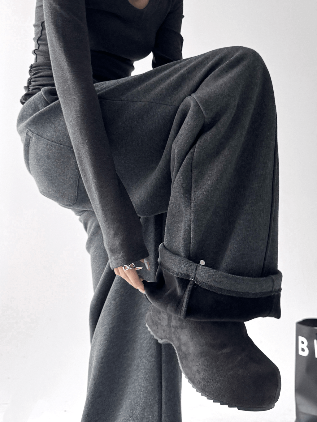 Contrast Drawstring Fleece Wide - Leg Sweatpants - COPPING THREADS - CT Select