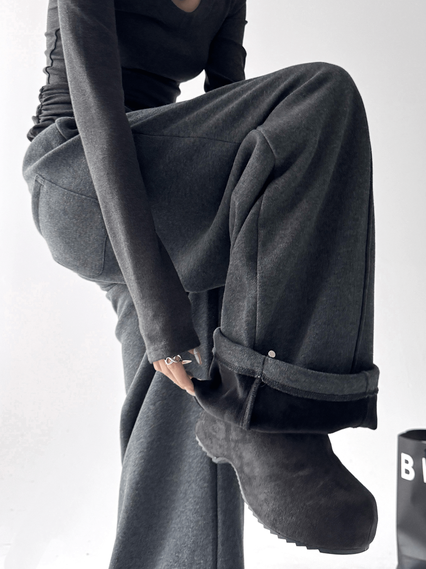 Contrast Drawstring Fleece Wide - Leg Sweatpants - COPPING THREADS - CT Select