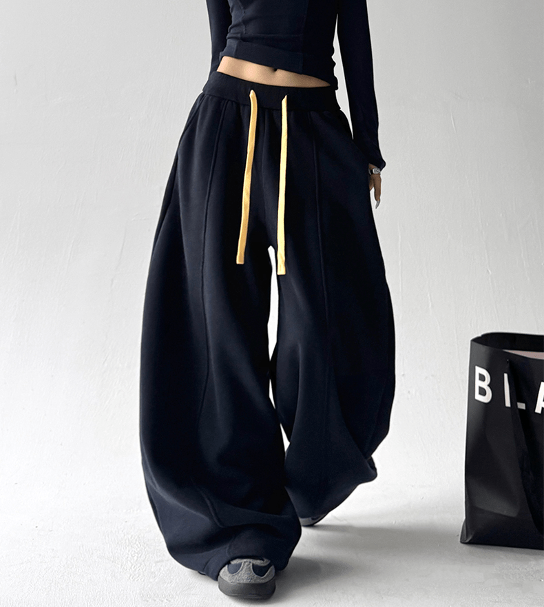 Contrast Drawstring Fleece Wide - Leg Sweatpants - COPPING THREADS - CT Select