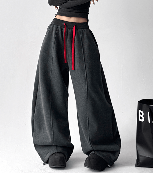 Contrast Drawstring Fleece Wide - Leg Sweatpants - COPPING THREADS - CT Select