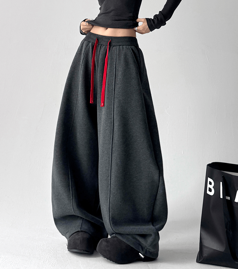 Contrast Drawstring Fleece Wide - Leg Sweatpants - COPPING THREADS - CT Select