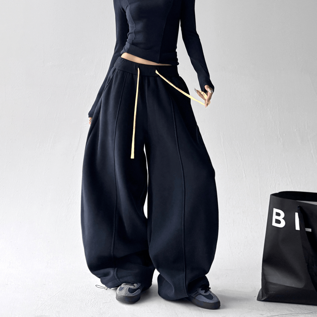 Contrast Drawstring Fleece Wide - Leg Sweatpants - COPPING THREADS - CT Select