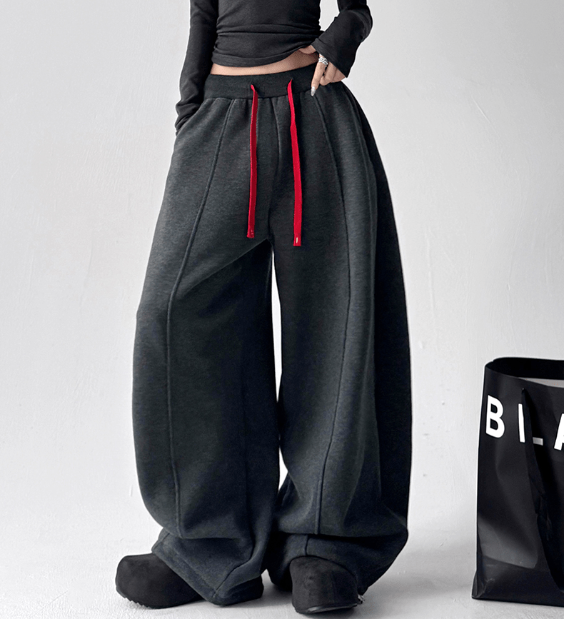 Contrast Drawstring Fleece Wide - Leg Sweatpants - COPPING THREADS - CT Select