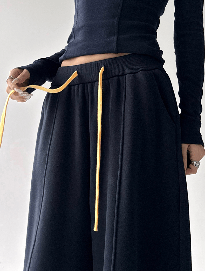 Contrast Drawstring Fleece Wide - Leg Sweatpants - COPPING THREADS - CT Select