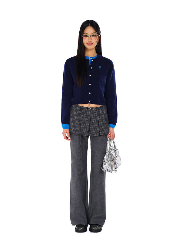 Contrast Layered Look Shell Button Knit Cardigan - COPPING THREADS - MOROMORO