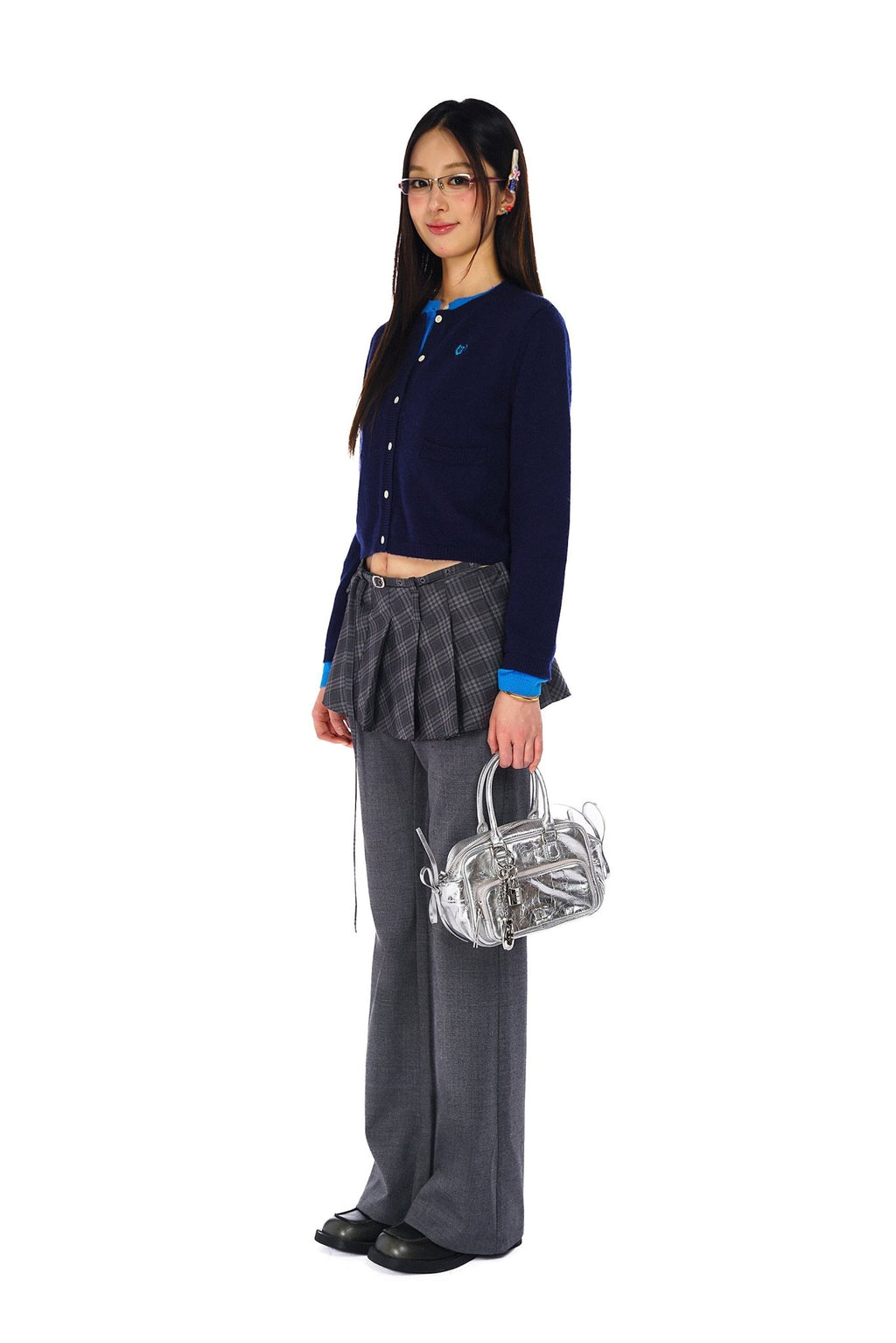 Contrast Layered Look Shell Button Knit Cardigan - COPPING THREADS - MOROMORO