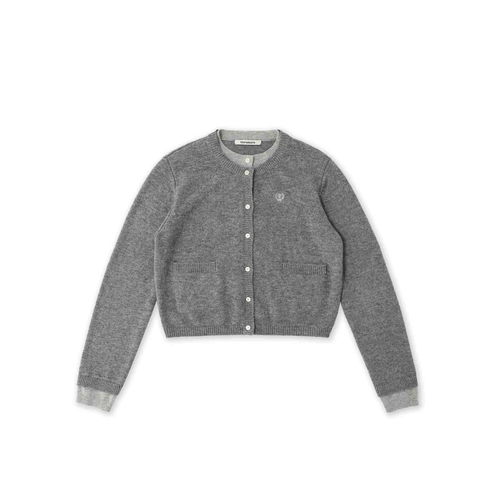Contrast Layered Look Shell Button Knit Cardigan - COPPING THREADS - MOROMORO
