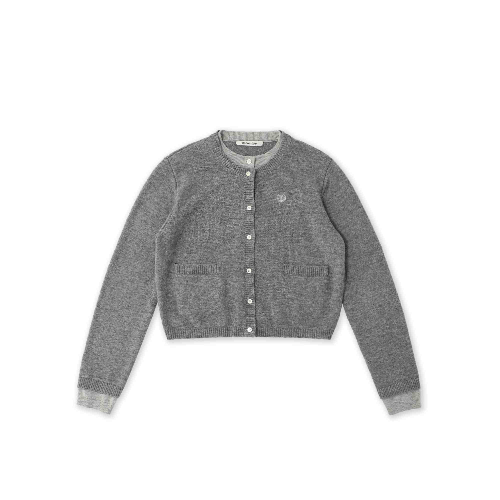 Contrast Layered Look Shell Button Knit Cardigan - COPPING THREADS - MOROMORO