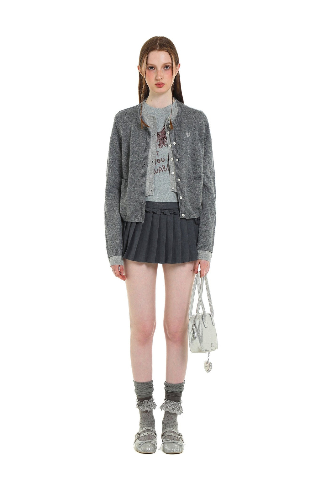 Contrast Layered Look Shell Button Knit Cardigan - COPPING THREADS - MOROMORO