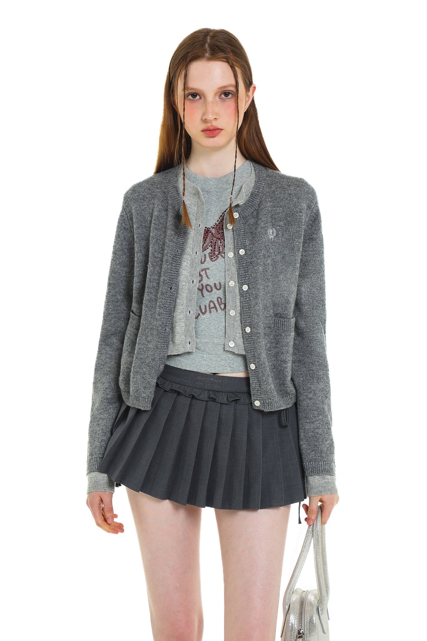 Contrast Layered Look Shell Button Knit Cardigan - COPPING THREADS - MOROMORO Main image