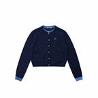 Contrast Layered Look Shell Button Knit Cardigan - COPPING THREADS - MOROMORO