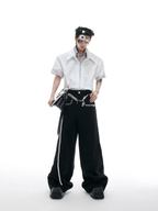 Contrast Layered Stripe Panel Short Sleeve Shirt - COPPING THREADS - ArguE CulturE