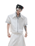 Contrast Layered Stripe Panel Short Sleeve Shirt - COPPING THREADS - ArguE CulturE