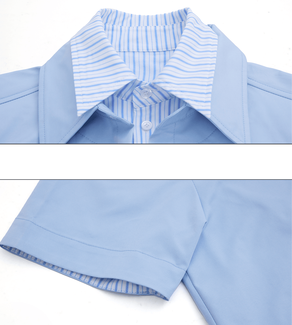 Contrast Layered Stripe Panel Short Sleeve Shirt - COPPING THREADS - ArguE CulturE