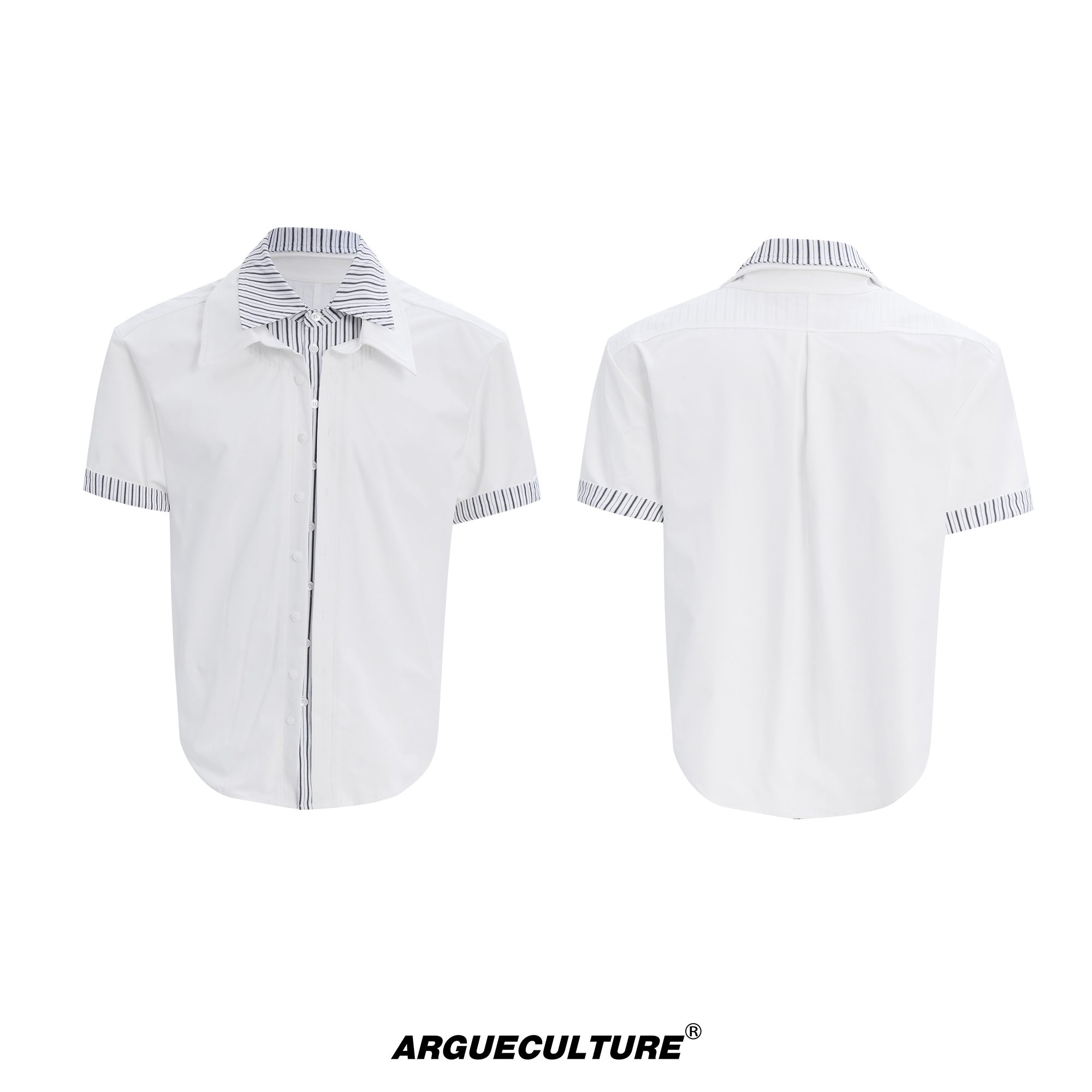 Contrast Layered Stripe Panel Short Sleeve Shirt - COPPING THREADS - ArguE CulturE