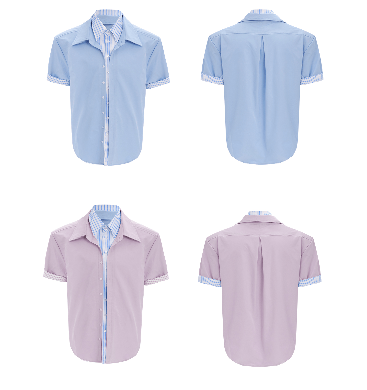 Contrast Layered Stripe Panel Short Sleeve Shirt - COPPING THREADS - ArguE CulturE