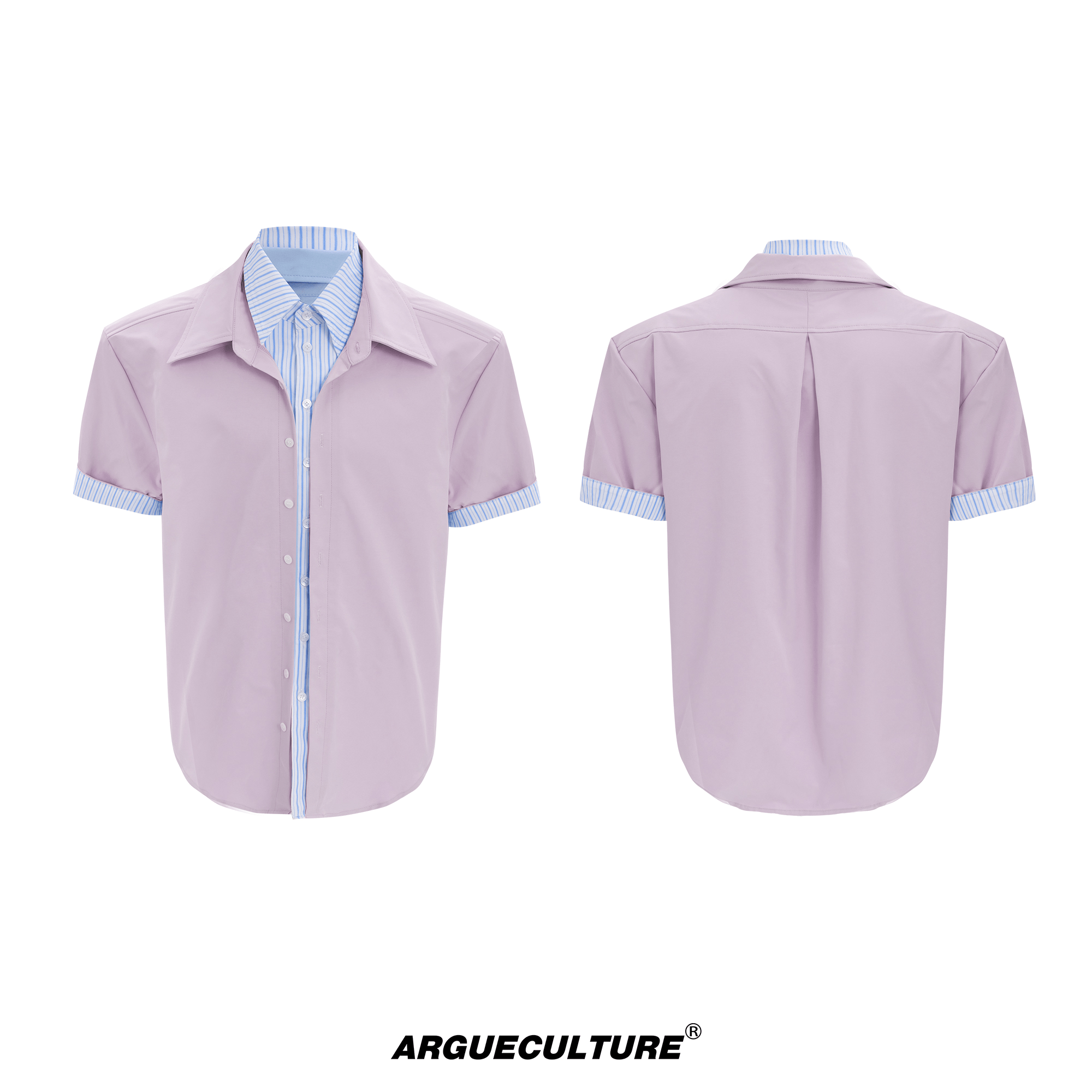 Contrast Layered Stripe Panel Short Sleeve Shirt - COPPING THREADS - ArguE CulturE