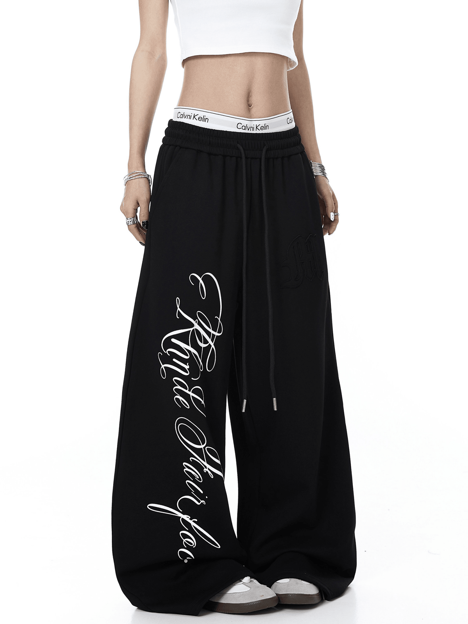 Contrast Letter Print Drawstring Sweatpants Secondary image