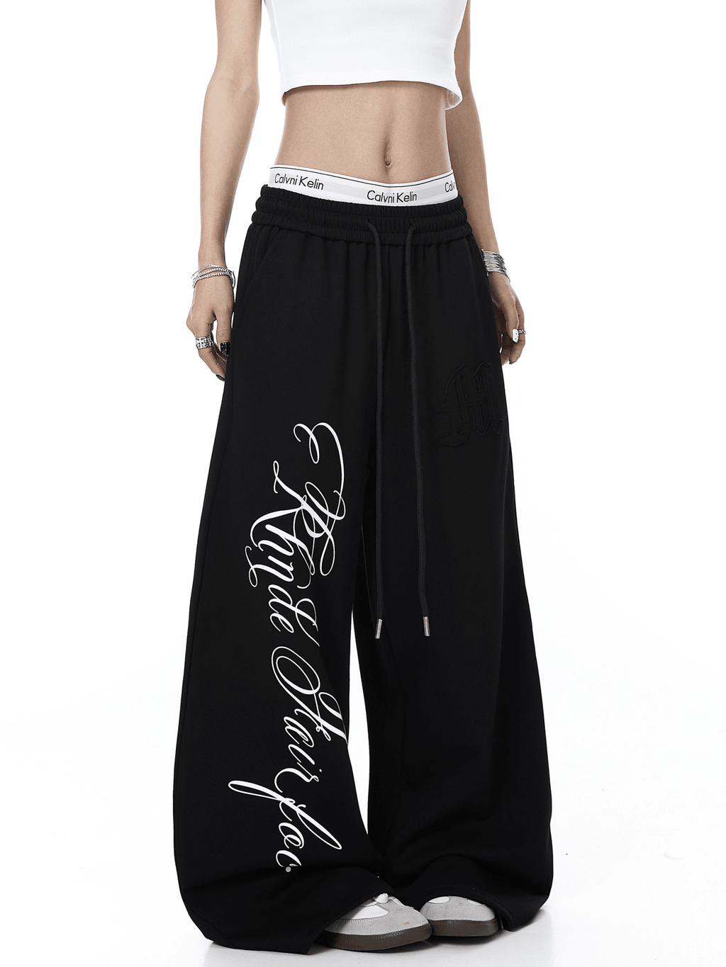 Contrast Letter Print Drawstring Sweatpants - COPPING THREADS - CT Select