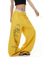 Contrast Letter Print Drawstring Sweatpants - COPPING THREADS - CT Select