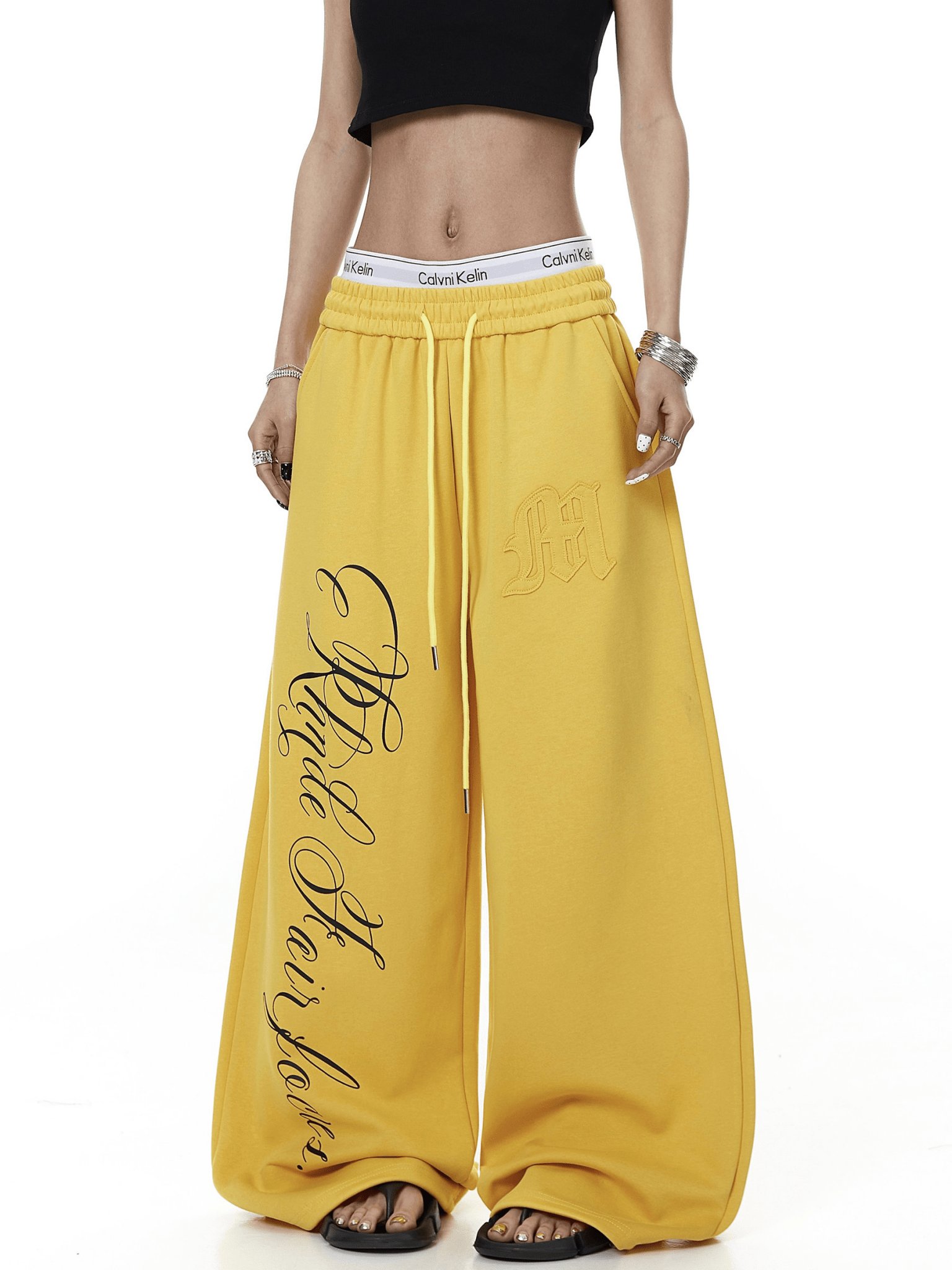 Contrast Letter Print Drawstring Sweatpants - COPPING THREADS - CT Select