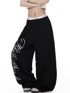 Contrast Letter Print Drawstring Sweatpants - COPPING THREADS - CT Select