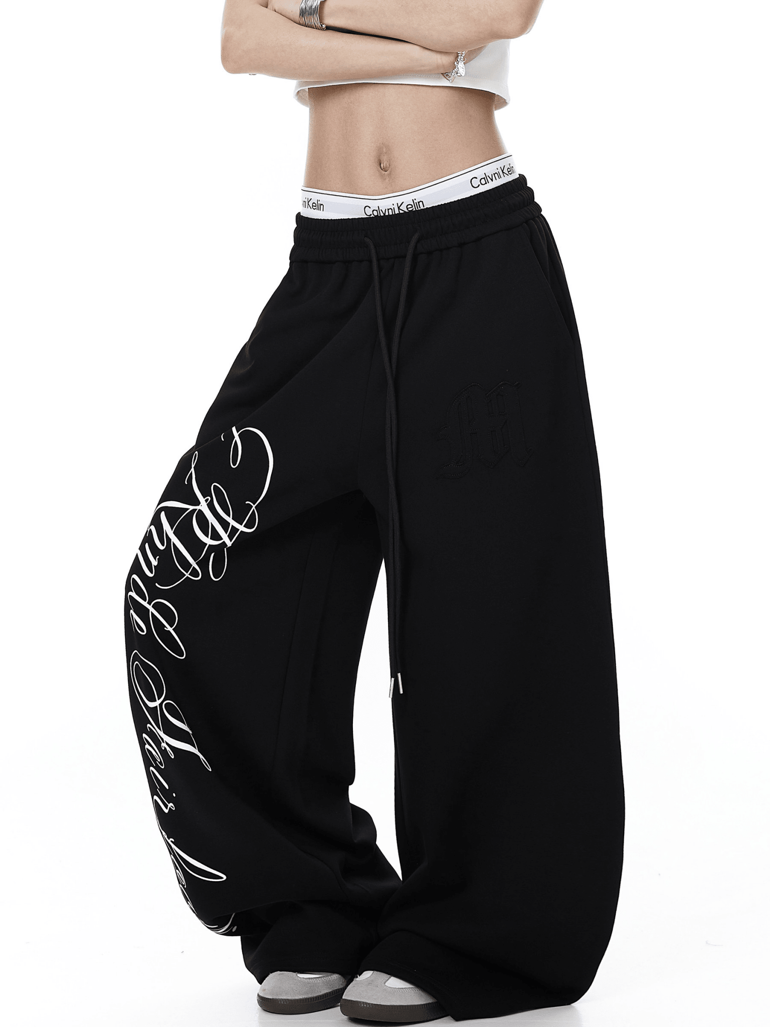 Contrast Letter Print Drawstring Sweatpants - COPPING THREADS - CT Select