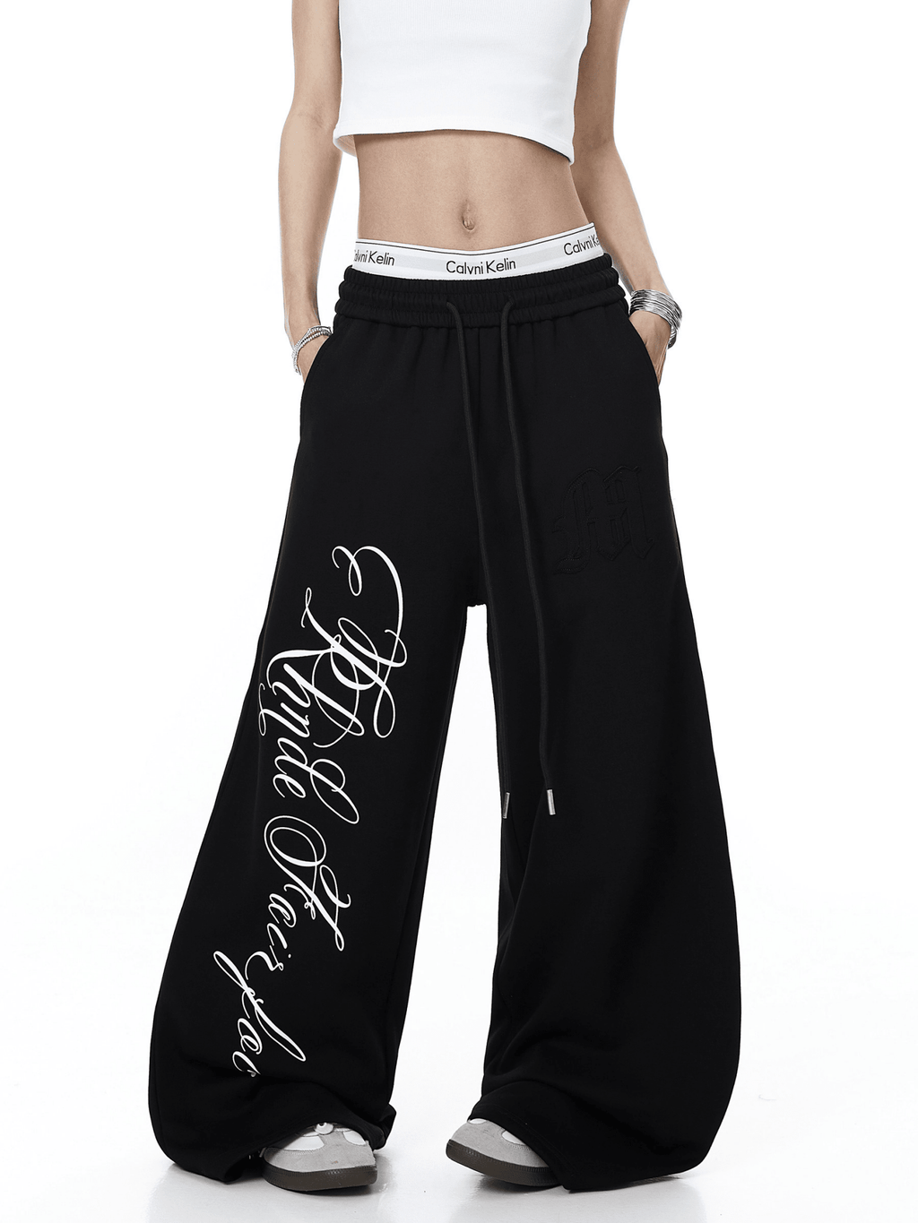 Contrast Letter Print Drawstring Sweatpants - COPPING THREADS - CT Select